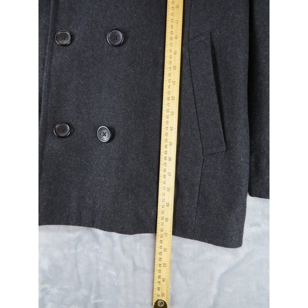 Buffalo David Bitton Wool Blend Peacoat Jacket L Charcoal Gray Double Breasted - Picture 6 of 9